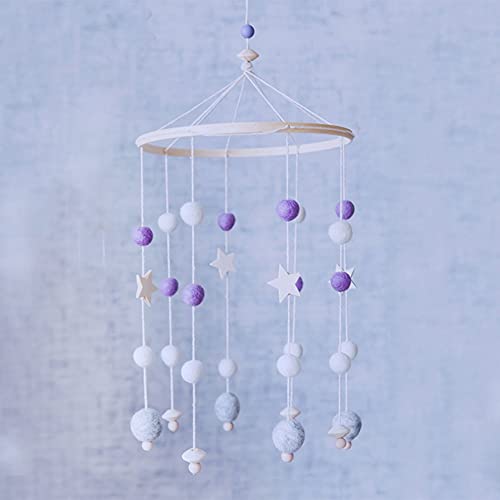 Image of Yimisya Baby Crib Mobile Wooden Wind Chime Nursery Mobile Bed Bell for Kids Bedroom Decor & Newborn Baby Gift, Purple-Star