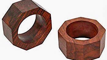 Jovial International Dark Rustic Wooden Napkin Rings Set with 8 Napkin Rings Holder-Artisans Crafted in India-Hexagonal Shaped Napkin Rings Perfect for Wedding,Dinner,Parties or Everyday Use.