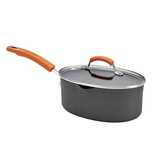 Rachael Ray 87586 Brights Hard Anodized Nonstick Sauce Pan/Saucepan with Lid, 3 Quart