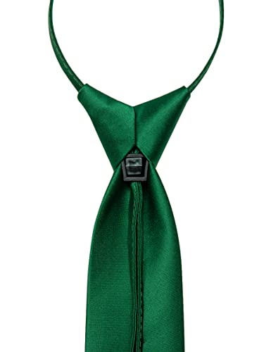 Image of YourTies Zipper Tie for Men Adjustable Pre-tied Satin Neckties and Pocket Square Set Solid Color Business Formal Wedding