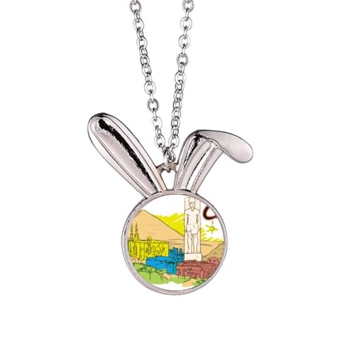 Collier lapin gravure ville de l'Égypte ancienne aux finitions soignées