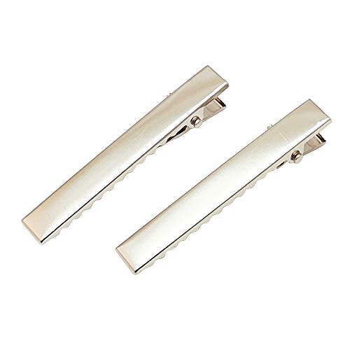 Chenkou Craft 50 unidades Pinzas para el cabello estilo cocodrilo color plateado 5.5 cm miniatura 1