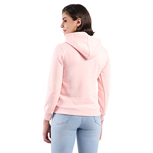 Image of PINACOLADA Women's Cotton Solid Printed Sweatshirt with Hoodie, Regular Fit for Casual Wear Full Sleeve Sweatshirt Crafted with Comfort Fit and High-Performance for Everyday Wear