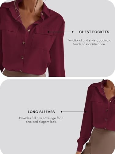 GRECIILOOKS Shirt for Women Stylish | Long Shirt for Women | Oversized Shirt for Women | Women Shirt | Tops for Woman (in, Alpha, L, Regular, Burgundy)