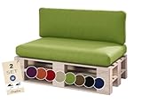 sunnypillow Palettenkissen Outdoor, wasserdicht, UV-lichtecht - 2er Set - Palettenauflage für Palettensofa für Haus, Garten - Palettenpolster für Palettenmöbel - Rückenkissen & Sitzkissen Grün