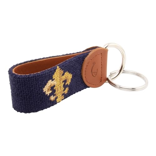 Image of Leather Hand-Stitched Needlepoint Key Fob or Key Chain