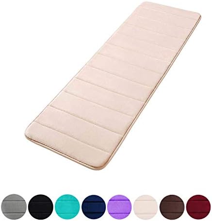 Memory Foam Soft Bath Mats - Non Slip Absorbent Bathroom Rugs Rubber Back Runner Mat for Kitchen Bathroom Floors 16"x47", Beige