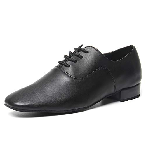 HIPPOSEUS Zapatos de Baile Latino Modernos para Hombres y niños, Zapatos de Baile Social con Cordones para Fiestas de salón y Salsa,Negro,EU 45