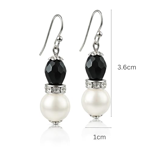 Black and White Pearl Drop Earrings - Fashion Pearl Drop Earrings - Handmade Beaded Dangles - Gift For Her Christmas Birthday Mom Girlfriend Wife by Li-Jacobs - Used condition - Image 5