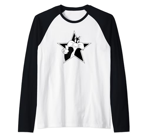 Looney Tunes Sylvester Star Raglan Baseball Tee, Black