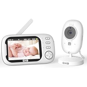 GHB Camara Vigilancia Bebe Vigilabebes con Camara con LCD 3.5″ 720P Batería de 2000mAh Visión Nocturna Comunicación Bidireccional VOX