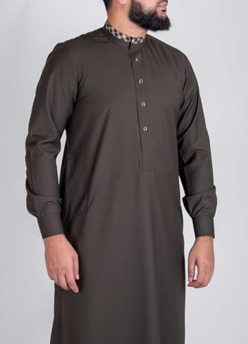 Mens Thobe Exclusive Long Sleeve Kaftan Traditional Islamic Long Gown Jubba Thawb for Men2