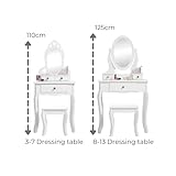 Runesol Girls Dressing Table (Age 3-7yrs) With Mirror and Stool, Ideal Present for Girls, Kids Dressing Vanity Table Set with Crystal Knobs and Chair, Children's Dressing Tables - Image 7