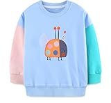 EULLA Kinder Mädchen Sweatshirt Pullover Activewear Langarm Baumwolle Marienkäfer Herbst Winter Oberteile 4 Jahre alt 7# Blau Marienkäfer DE 104