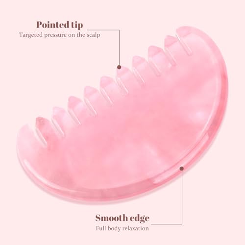 Peine Gua Sha de Cuarzo Rosa para Masajes miniatura 3