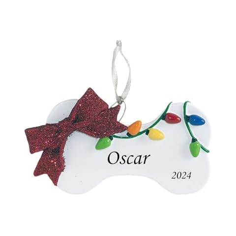 2024 Personalized Ornament Holiday Lights Dog Bone Christmas Tree Ornament Artisanal Customized Decoration Pet Dog Puppy Dog Ornament Free Personalization Cover