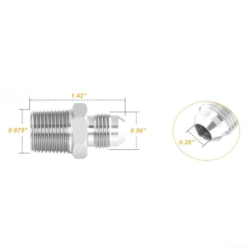 Adaptador de manguera hidráulica JIC de flujo recto continuo y alta presión en acero 316L 7