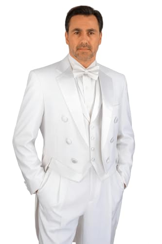 Mens Tailcoat White Tail Tuxedo With Lapelled Vest Available Peak or Collar2