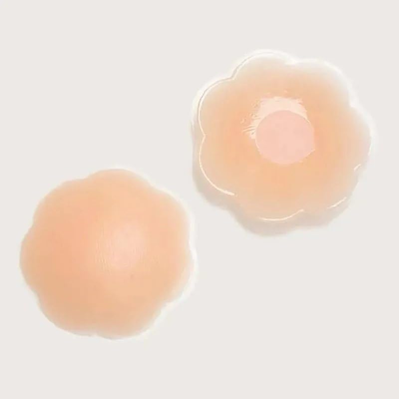 Silicone Nipple Covers, Flower Shape, Reusable Adhesive Breast Petals, Skin Tone-image-19