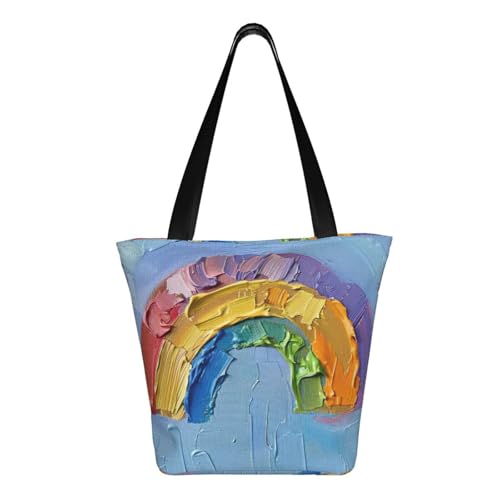 Small rainbow Print Lightweight Shoulder Bag Summer Outings Tote Bags Travel Hiking Work Casual Use3