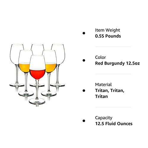 Michley Unbreakable Red Wine Glasses, 100% Tritan Plastic Shatterproof Wine Goblets, Bpa-Free, Dishwasher-Safe 12.5 Oz, Set Of 6 #TOP1