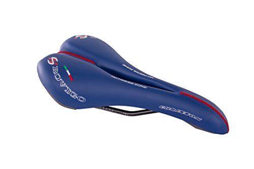 CHRISSON Sillín de bicicleta sillín MTB City Sillín unisex Sillín Rovigo con No Press Zona fabricado en italy 5 colores, azul Cover