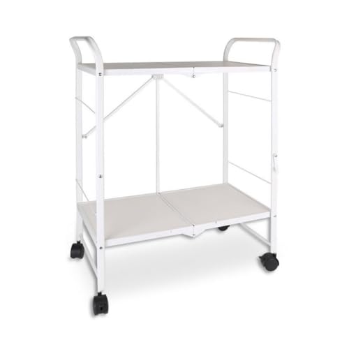 Acomoda Textil - Carro de Cocina Plegable con Ruedas 68x36x85 cm. Carrito Auxiliar con 2 Niveles y Estructura Metálica para Cocina, Baño, Restaurante o Almacenaje