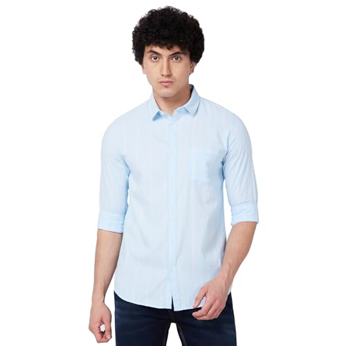 Image of Spykar Men's Regular Fit N /A Full Sleeve Striped Casual Shirts