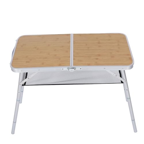 Mesa de Camping Plegable de Aleación de Aluminio Liviana, Escritorio de Picnic Portátil Al Aire Libre con Altura Ajustable y Mesa Grande para Viajes, Pesca, Barbacoa y Uso