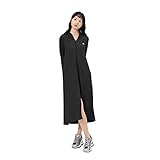 OHRAIN Long Sleeve Sun Skin Coat for Women UPF 50+ UV Protection Long Hoodide Full Zip Cooling Trench Outdoor Hiking SLC3M384 (Black)