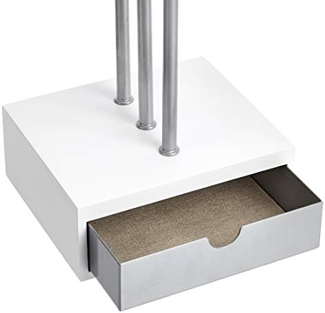 Amazon Basics Jewellery Stand with Drawer - White/Nickel