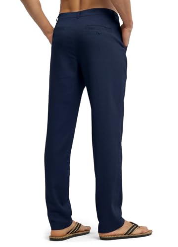 Image of Willit Men's Linen Pants Casual Linen Dress Pants Beach Summer Lightweight Trousers 28 inch 30 inch 32 inch