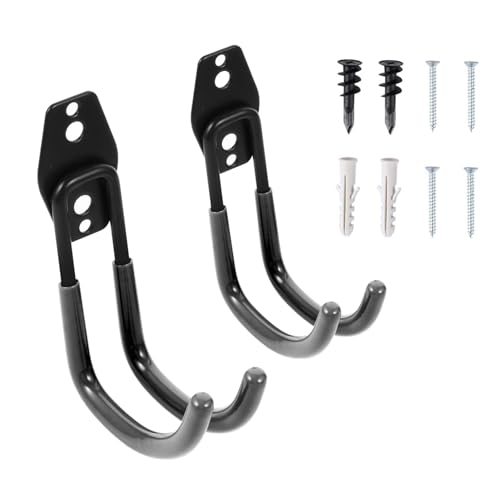 NOLITOY 2 piezas Ganchos de Pared Forma de J Doble de Gancho de Almacenamiento Montado Pared con Cubierta Antideslizante para Garaje Almacén y Hogar Soporte Resistente
