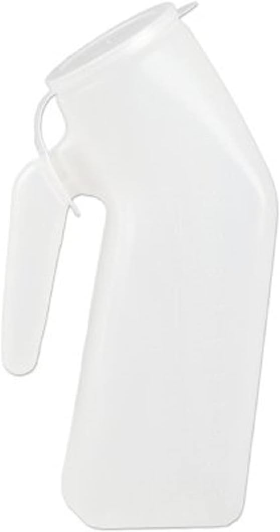Bedside Table Reusable Portable Male High Capacity Urinal System with Splash Resistant Snap Lid 1 Quart / 946 mL (5 Pack)