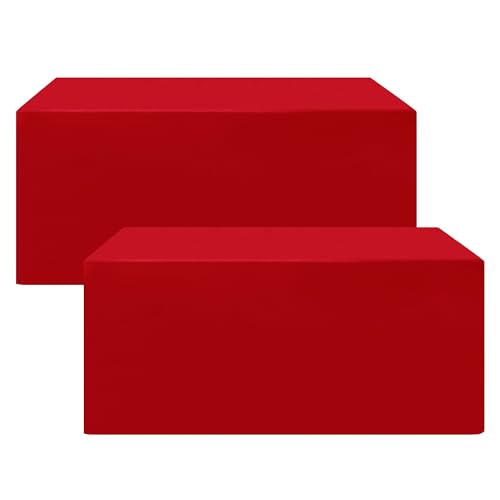 Hiasan Red Fitted Table Cloth 2 Pack, 72 x 30 Inch Rectangle Tablecloths for 6 Foot Tables, Water Resistant Washable Fabric Polyester Table Cover for Trade Show, Buffets, Banquet, Wedding, Parties by Hiasan - Used condition - Image 9