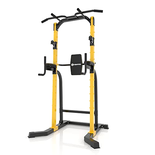 ZENOVA Power Tower Pull Up Bar Station, Pull Up Tower Dip Station for Home Fitness Exercise,Multi-Function Workout Equipment Squat Rack (Yellow)