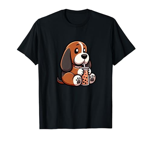 Thé à bulles Bloodhound Funny Boba pour chien T-Shirt
