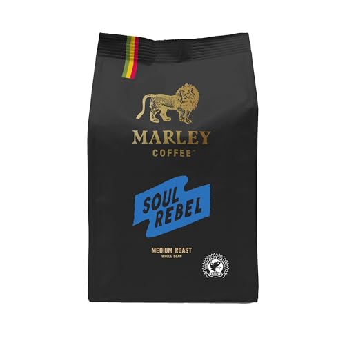 Marley Coffee Soul Rebel Medium Roast Coffee Beans 227g - From The Marley Family - Rainforest Alliance Certified - 227g - Strength 3 - For All Coffee Machines