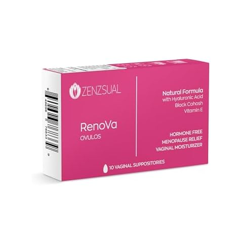 ZENZSUAL Renova Vaginal Ovules for Menopause Relief - Hyaluronic Acid & Natural Extracts - Hydrates & Soothes Dryness - Hormone-Free - 10 Ovules Cover