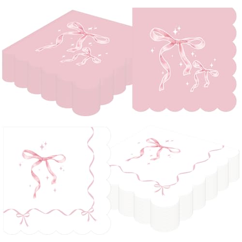 50Pcs Bow paper napkins Bow Party Decorations for Bachelorette Bridal Baby Shower Tea Wedding Gir Theme Birthday Party Decors