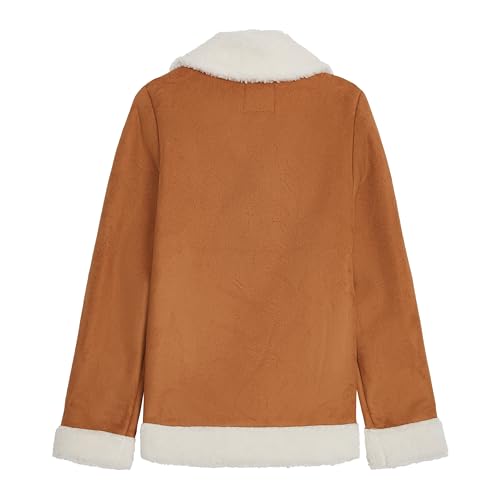 Jessica Simpson Girls' Faux Suede Moto Jacket with Sherpa Trim and Zippered Pockets3