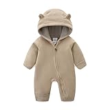 JingleBaBa Baby Fleece Hooded Romper Warm Coat With Fold-Over Mittens And Footies Cute Outfit For Boys And Girls 3-6 Months