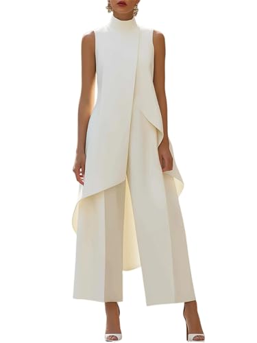 Conjunto de cuello alto sin mangas y pantalones anchos para mujer de dos piezas de Generisch