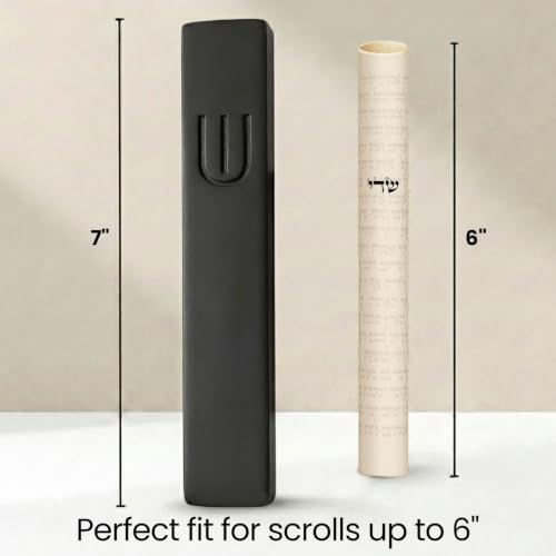 Image of SURI Mezuzah for Door with Scroll - 7 Inch Modern Mezuzah Case with Non Kosher Scroll Included, Fits up to 6 inch Scroll, Easy Adhesive Installation, Gift Box Included