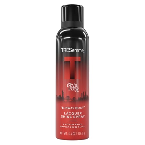 TRESemmé Runway Ready Lacquer Shine Spray, A-LIST Collection The Devil Wears Prada 2 Limited Edition Spray for Brilliant Gloss + Humidity Control, Developed Safe for All Hair Types, 5.3 Oz