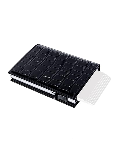 Women's Small Wallet - Sleek & Secure - RFID Blocking Compact Wallet with Slim Lightweight Pop Up Credit Card Holder, Premium Black Leather Capacity 11+ Cards Plus Cash & ID, Gift for Her2