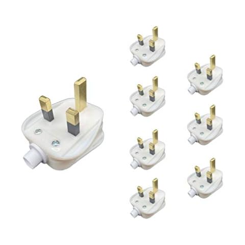 3 Pin 13 A Fused Mains Plugs, UK Plug Adaptor with Cord Grip (Pack of 8) Cover