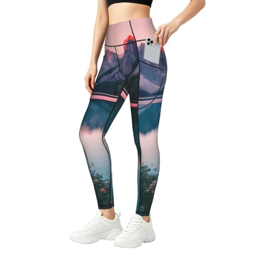 Pantalon de yoga décontracté imprimé coucher de soleil pour le studio
