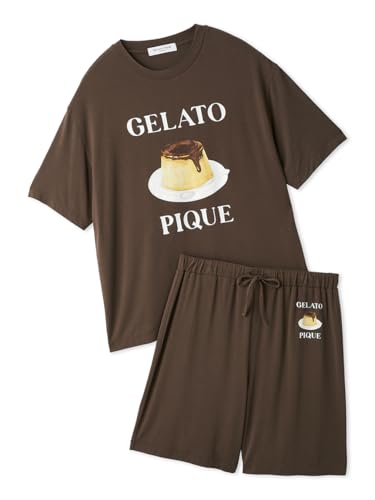 [ジェラート ピケ] 【ONLINE限定】【HOMME】【接触冷感】プリンワンポイントTシャツ&ハーフパンツセット PMCT262268 メンズ BRW Lの商品画像（Amazon）