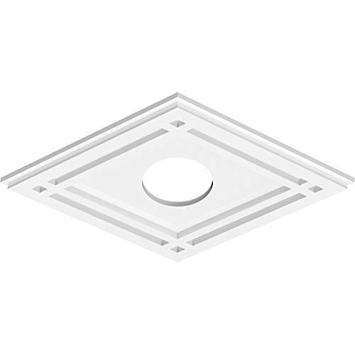 Image of Ekena Millwork CMP20X13DD-04000 Diamond Architectural Grade PVC Contemporary Urethane Ceiling Medallions 20 inchW x 13 3 /8 inchH x 4 inchID x 7 inchC x 1 inchP